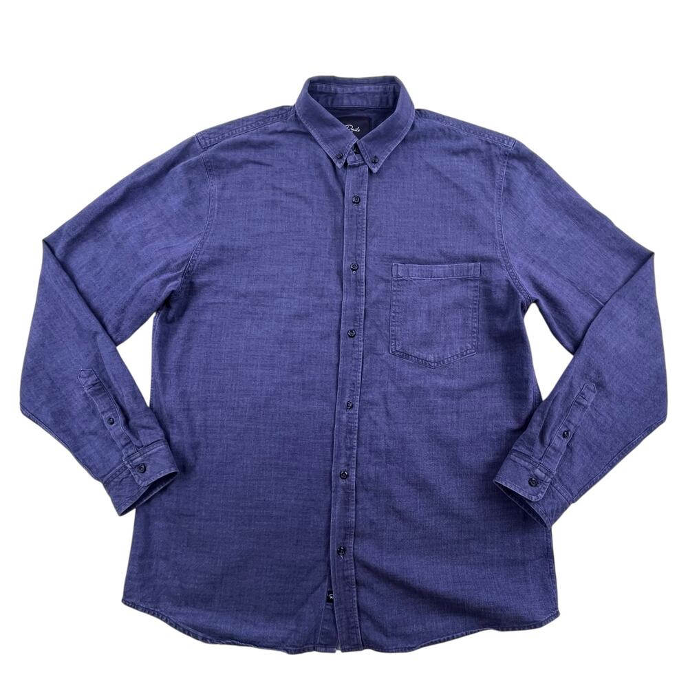 Rails blue denim button down up collared shirt, size men’s XL